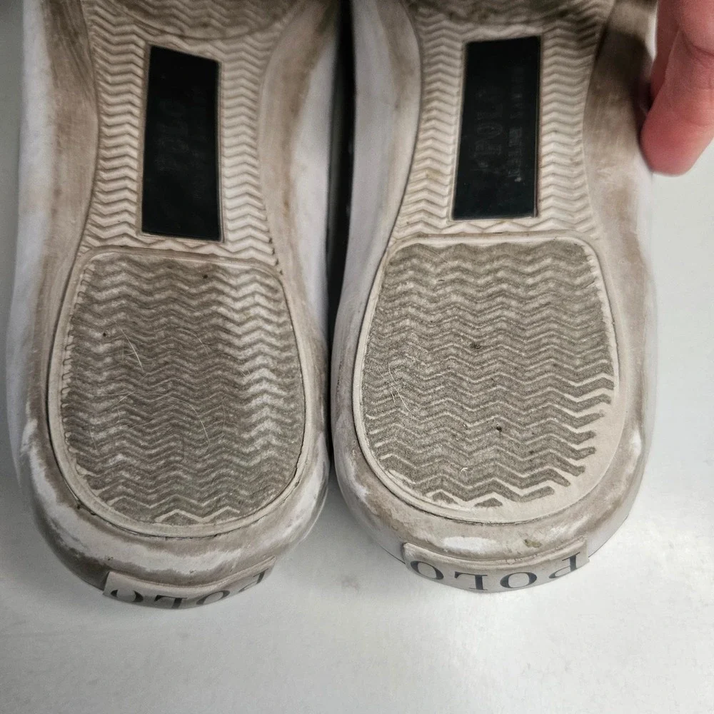Polo Ralph Lauren Striped Canvas Sneakers Blue White Ticking Stripe Low Top 9.5B